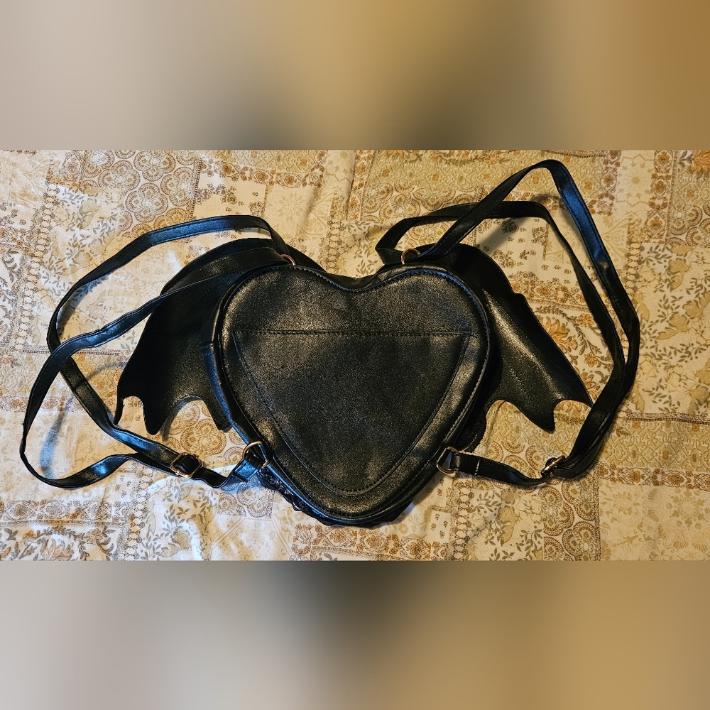 AZA - Heart Shape Backpack With Key Chain - Picture 3 of 5